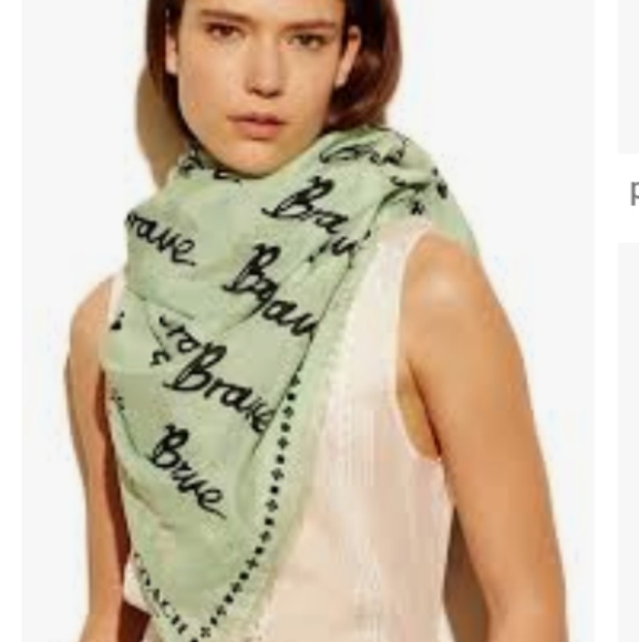 Coach F77785 BRAVE Script Woven Shawl Scarf NEW - Picture 2 of 5